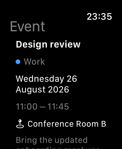 Alarmando Apple Watch event detail